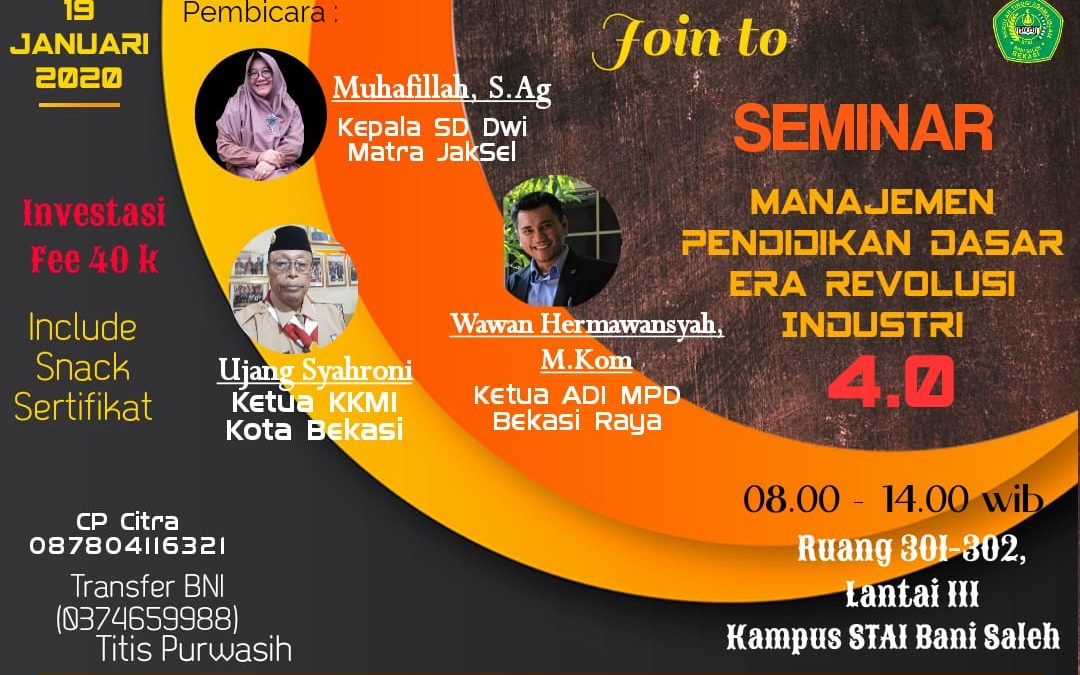 SEMINAR MANAJEMEN PENDIDIKAN DASAR ERA REVOLUSI INDUSTRI 4.0